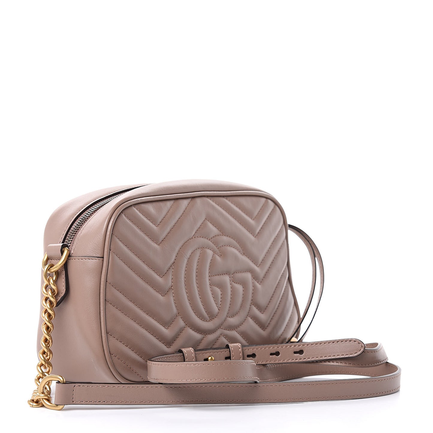 Calfskin Matelasse Small GG Marmont Chain Shoulder Bag Porcelain Rose