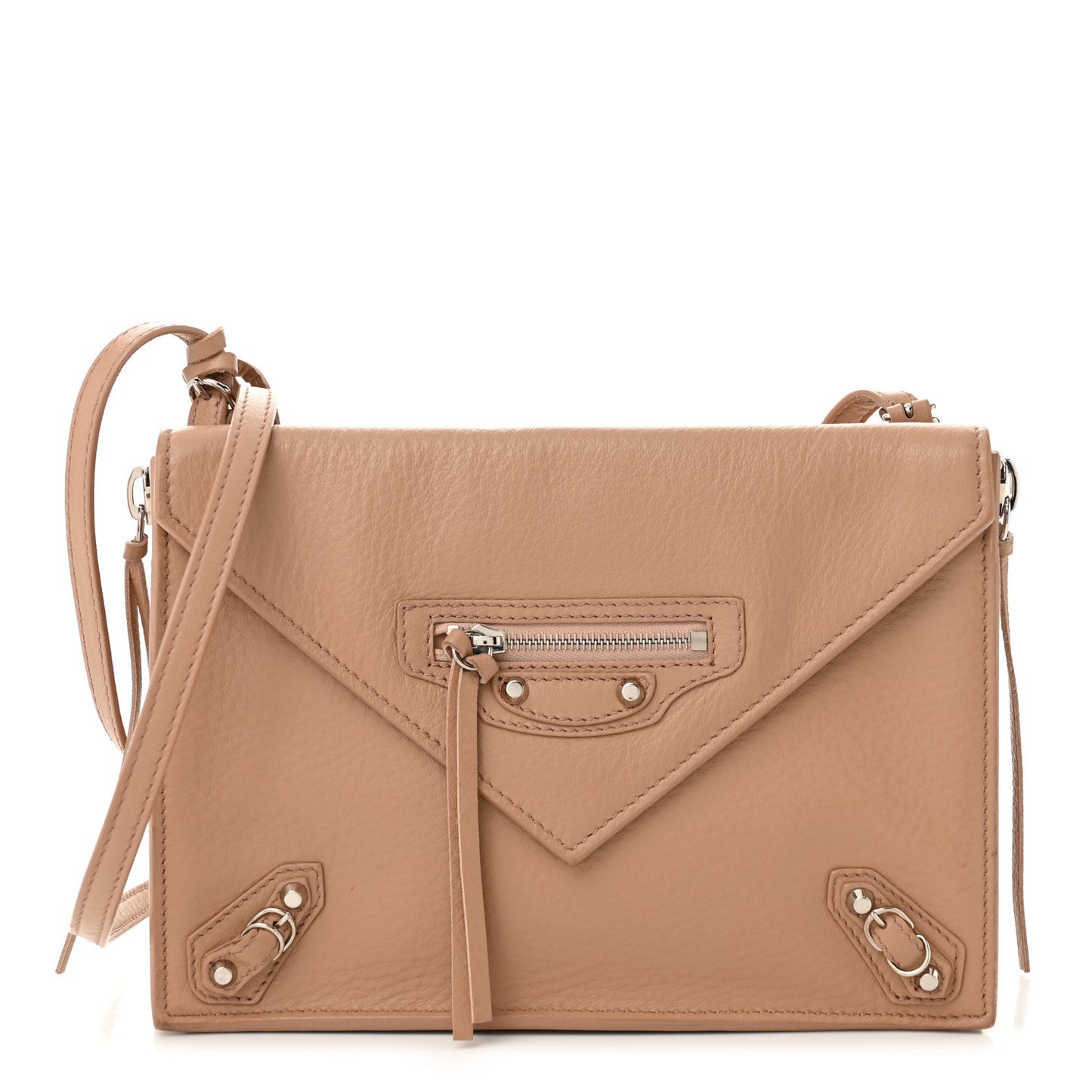 Veau Papier Classic Silver Hardware Triple XS Zip Around Crossbody Rose Des Sables