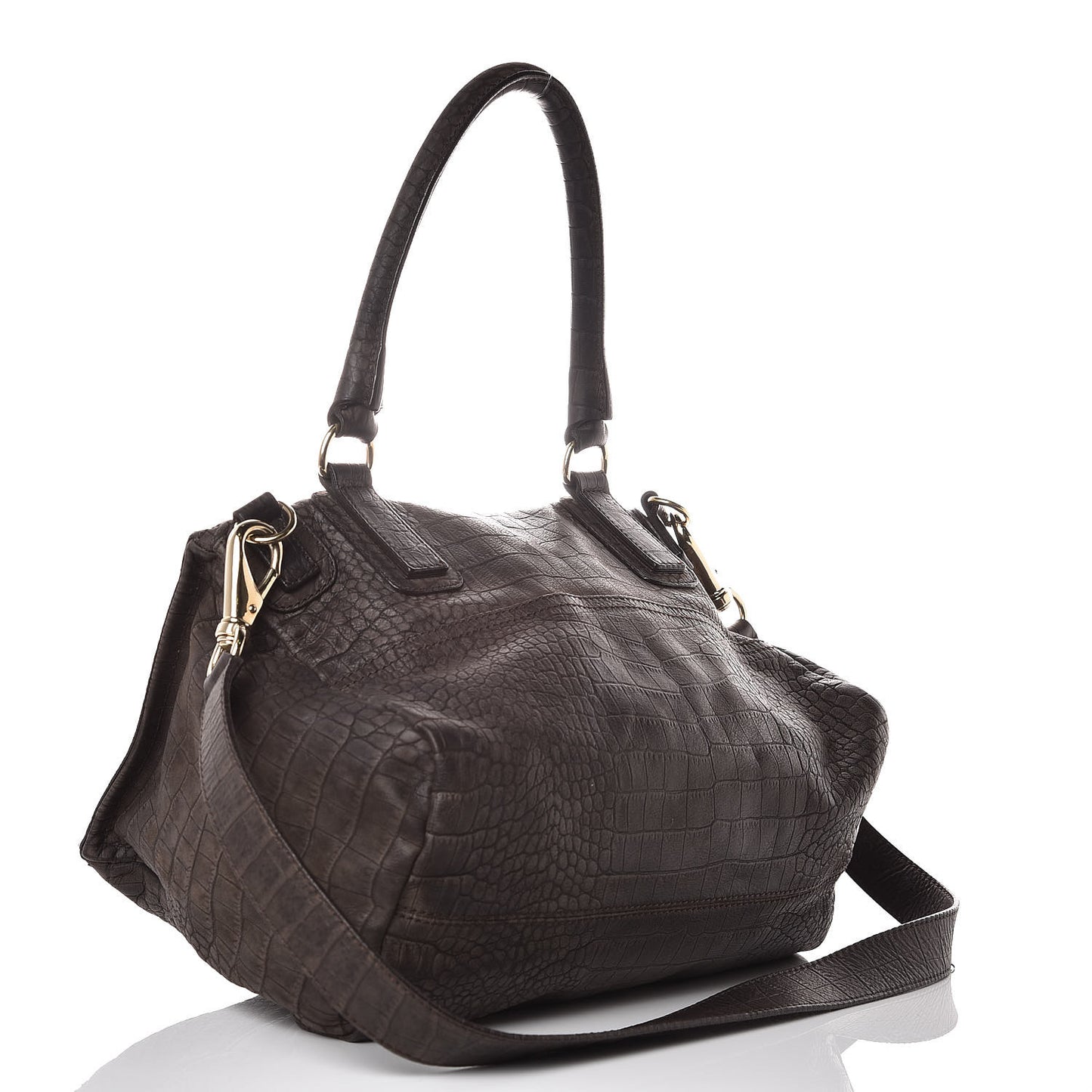 Nubuck Crocodile Embossed Medium Pandora Dark Grey