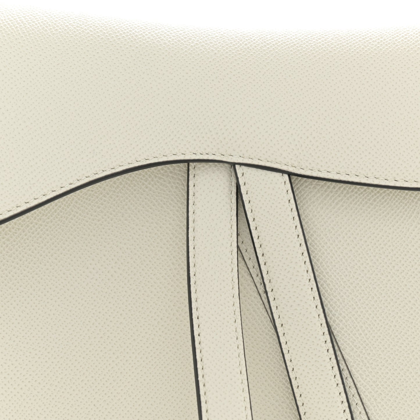 Grained Calfskin Saddle Bag White