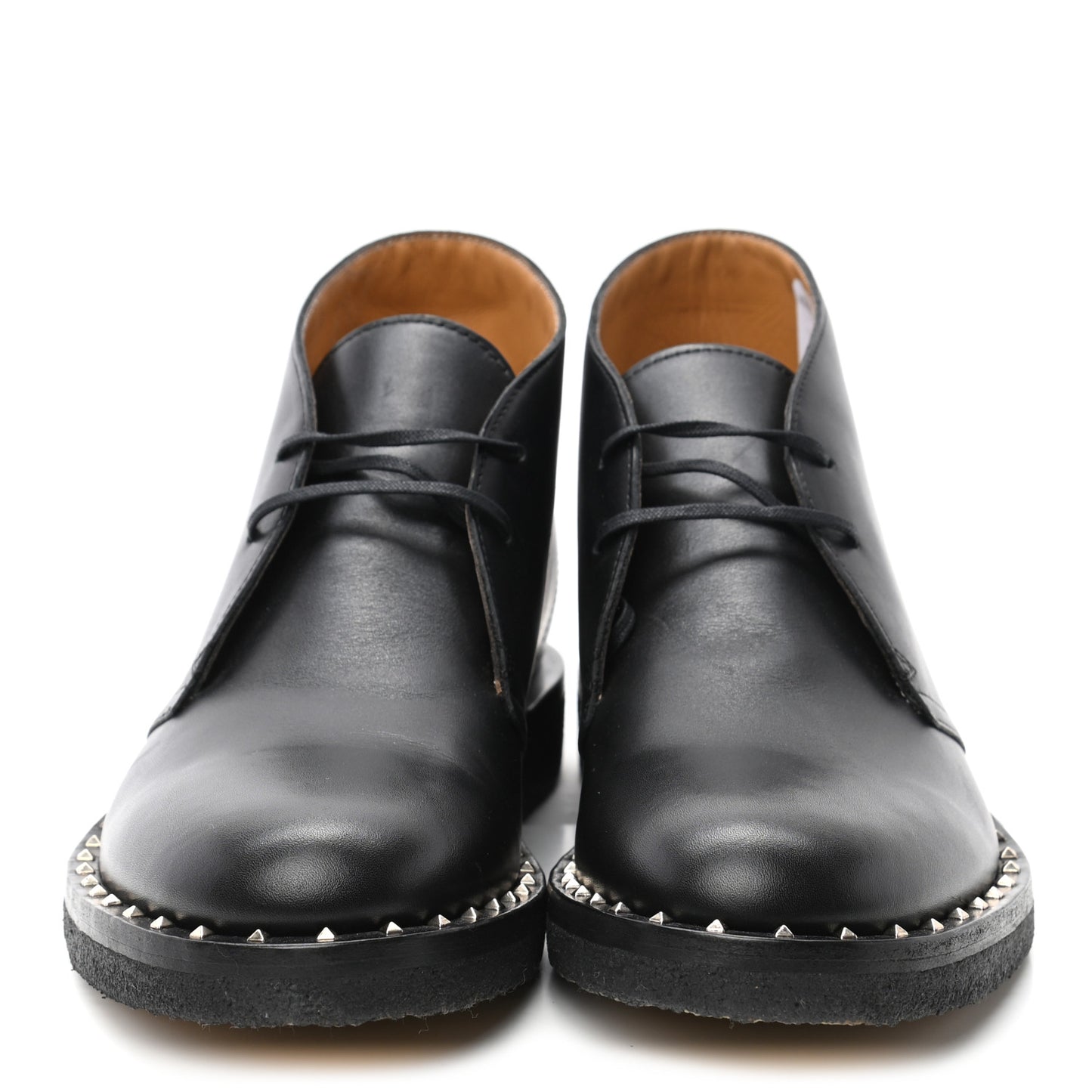 Calfskin Rockstud Mens Desert Ankle Boots 40 Black