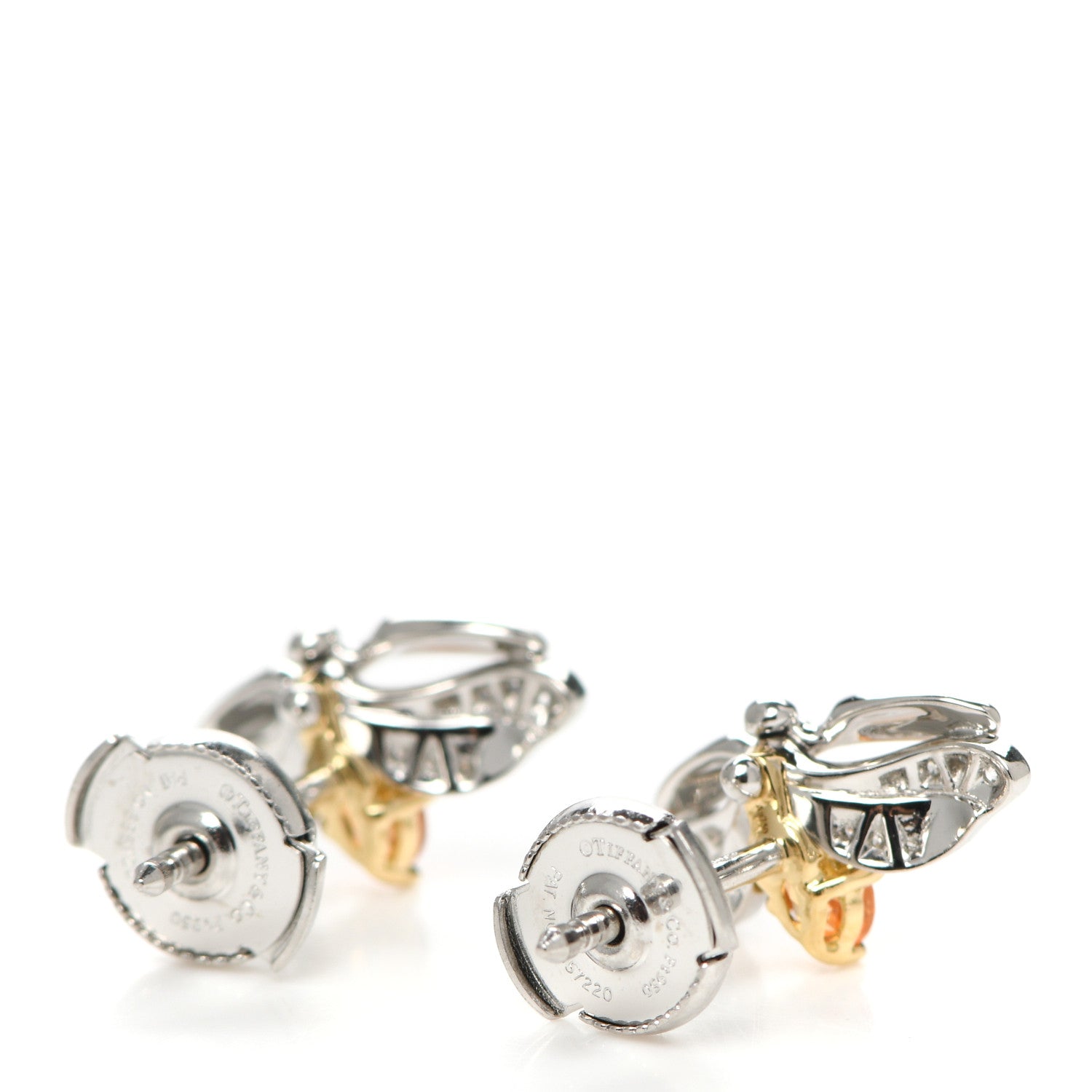 Tiffany Platinum 18K Yellow Gold Diamond Spessartine Paper Flowers Firefly Earrings 3 of 6