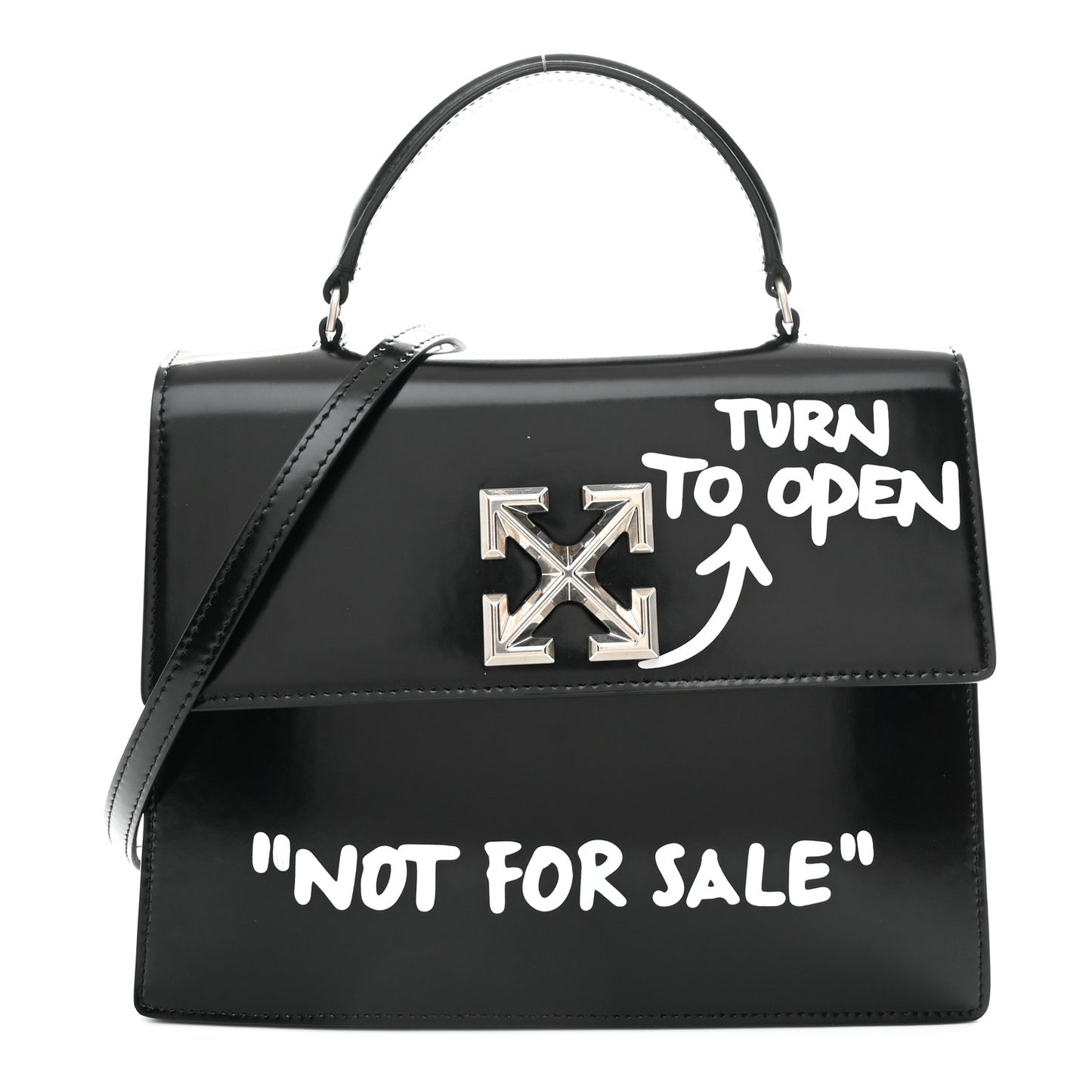 Calfskin Jitney 2.8 Not For Sale Top Handle Bag Black White