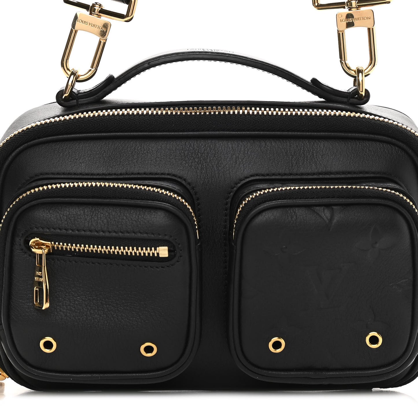 Calfskin Monogram Embossed Utility Crossbody Black