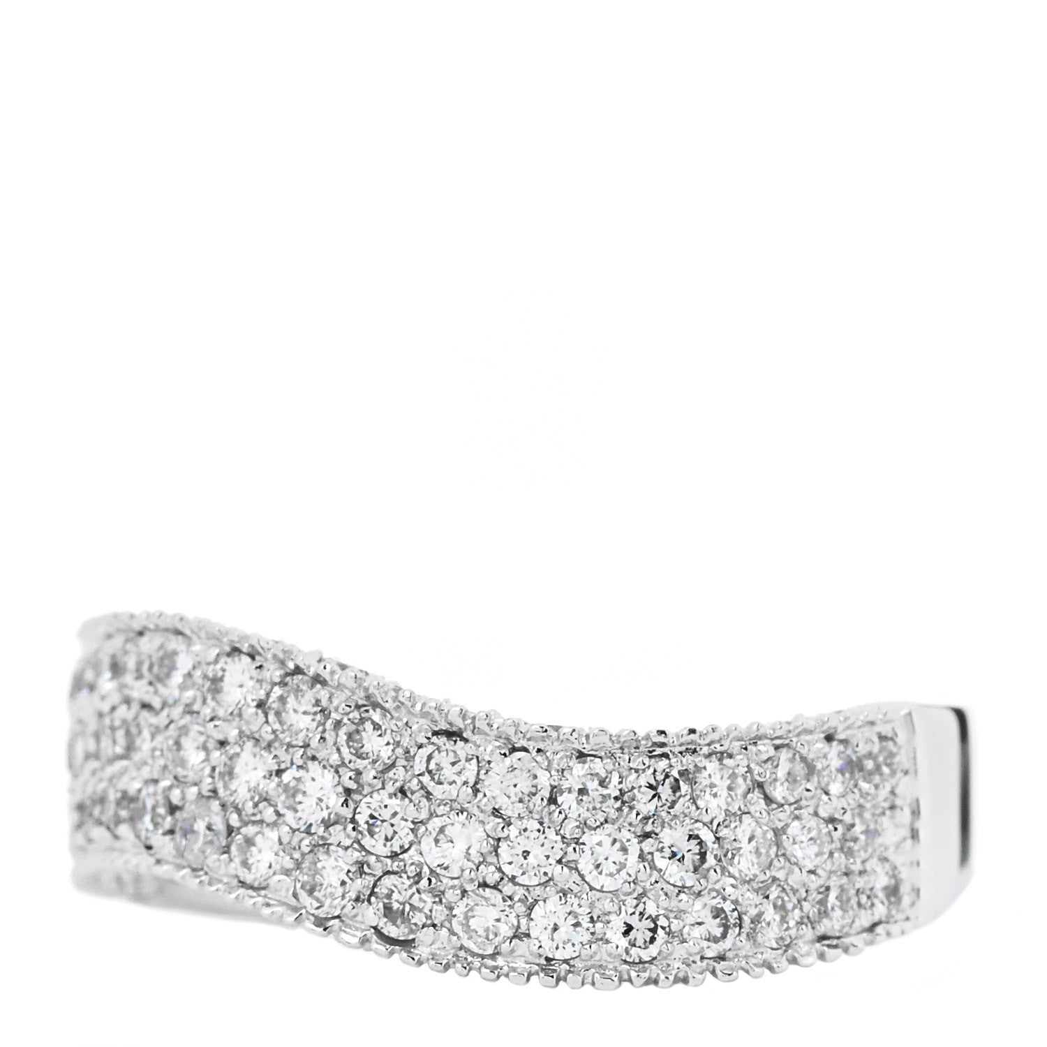 Parker & West by FASHIONPHILE 18K White Gold Diamond 1.21ctw Paved Curved Ring 54 6.75 3 of 10