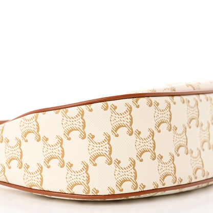 Celine Canvas Calfskin Ava Triomphe Shoulder Bag White 10 of 12