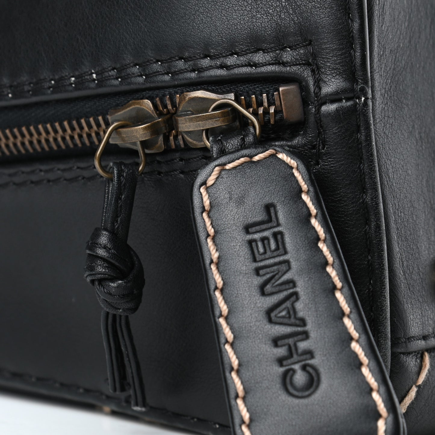 Calfskin Wild Stitch Vertical Top Handle Bag Black
