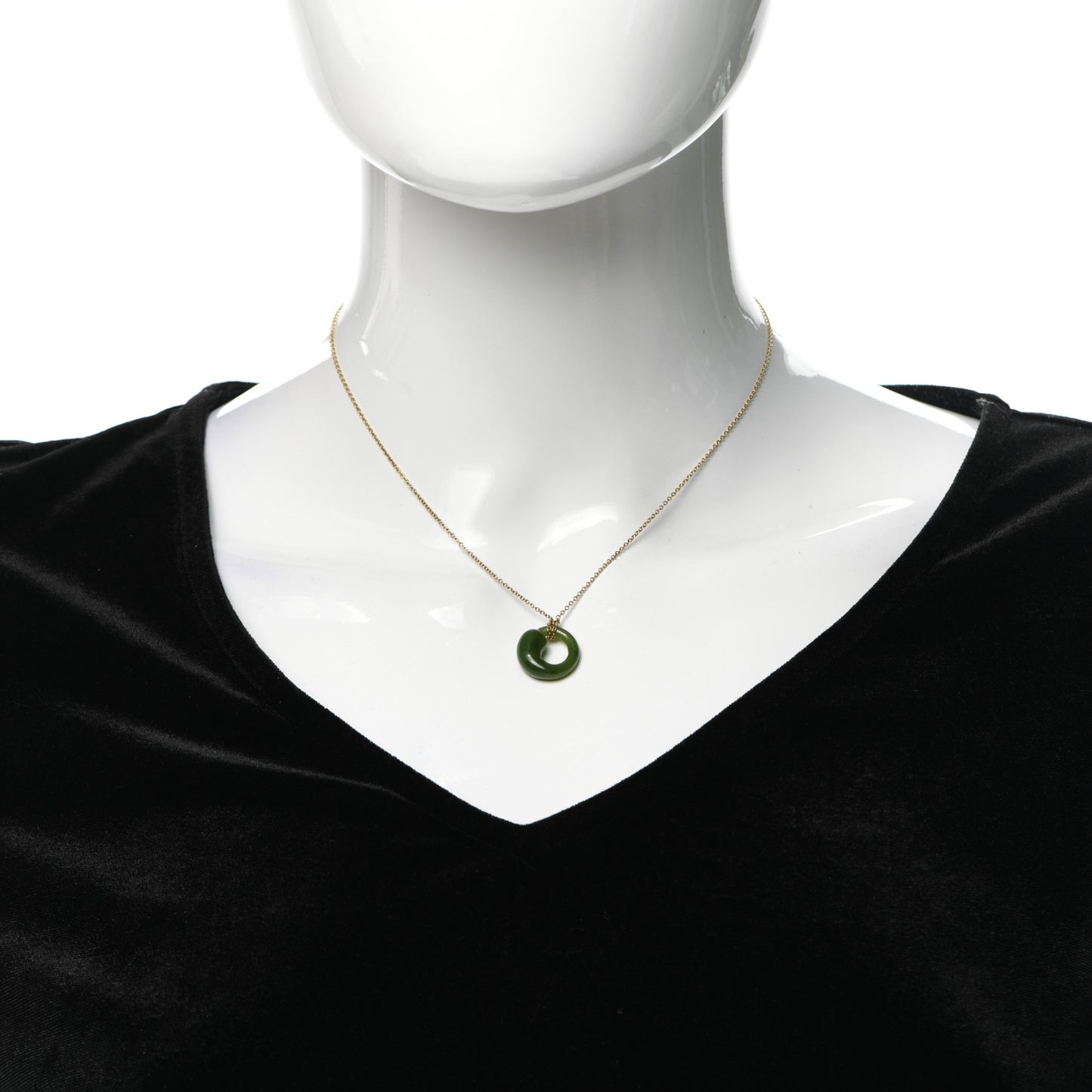 18K Yellow Gold Jade Elsa Peretti Eternal Circle Necklace