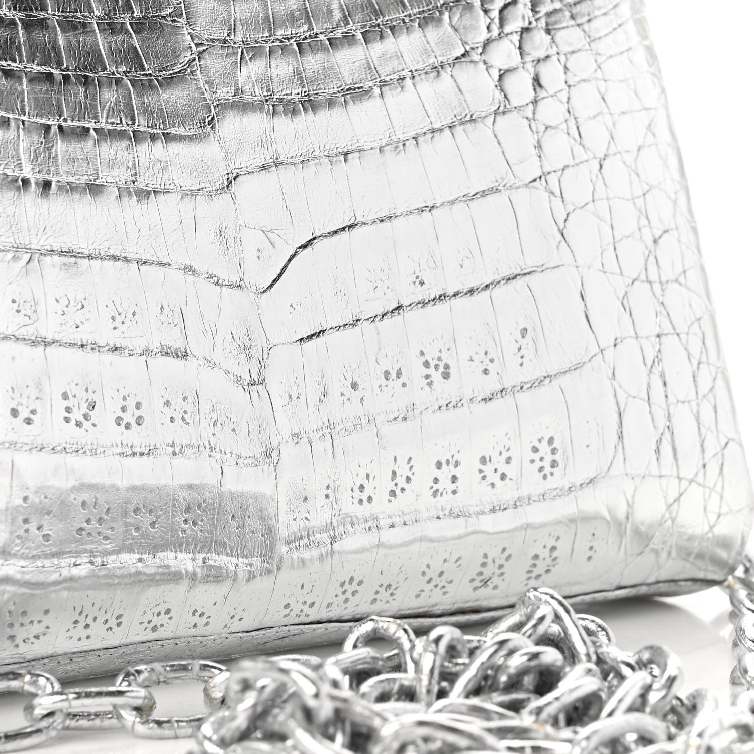Nancy Gonzalez Metallic Crocodile Chain Clutch Silver 10 of 11