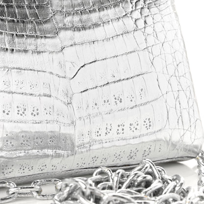 Nancy Gonzalez Metallic Crocodile Chain Clutch Silver 10 of 11