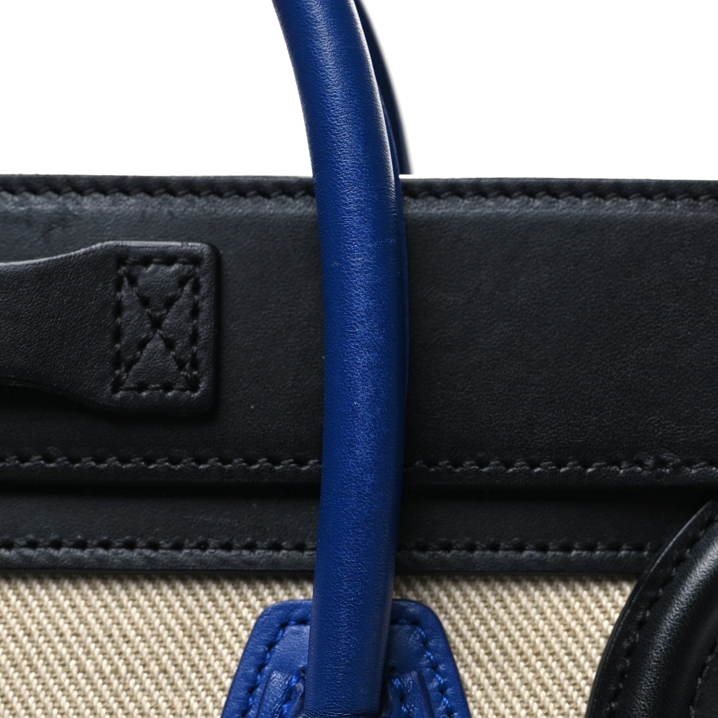 Canvas Smooth Calfskin Nano Tri-Color Luggage Natural Blue