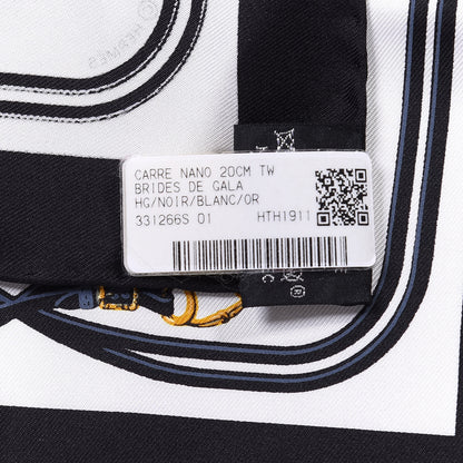 Hermes Silk Brides de Gala Nano Scarf 20 Black White Or 4 of 4