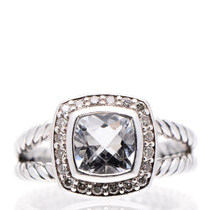 David Yurman Sterling Silver Diamond White Topaz 7mm Petite Albion Ring 51 5.75 1 of 7