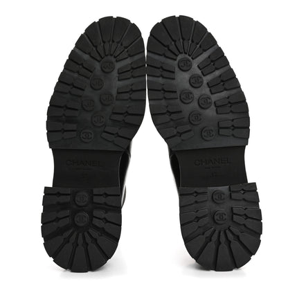 Chanel Calfskin Patent Cap Toe Ankle Boots 37 Black 6 of 13