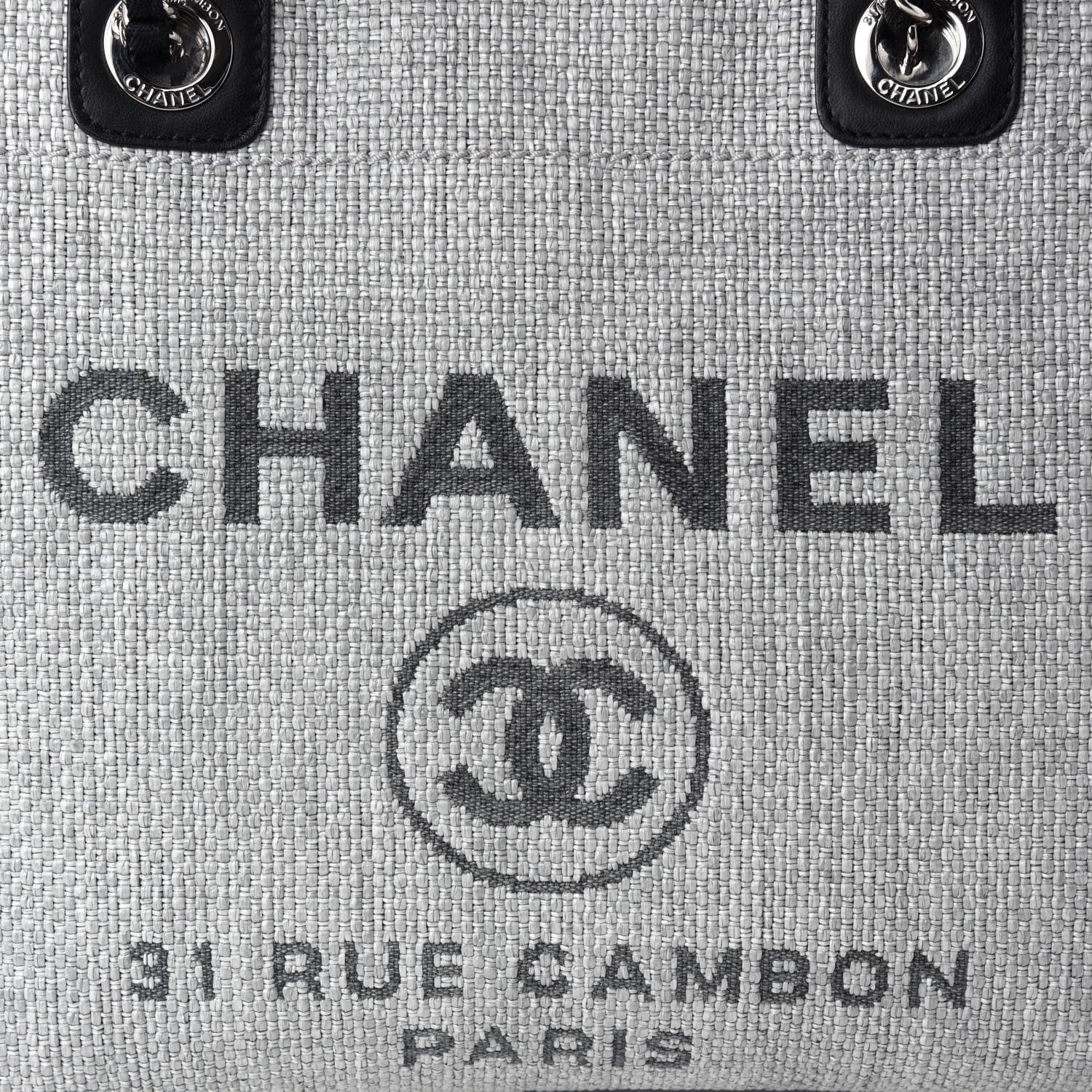 Chanel Woven Straw Raffia Small Deauville Tote Grey 10 of 10