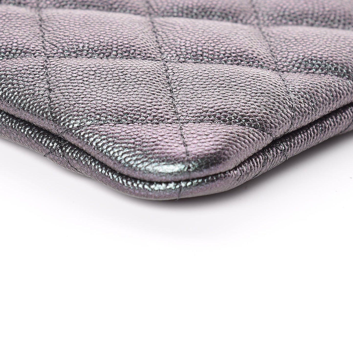 Iridescent Caviar Quilted Large Cosmetic Case Black