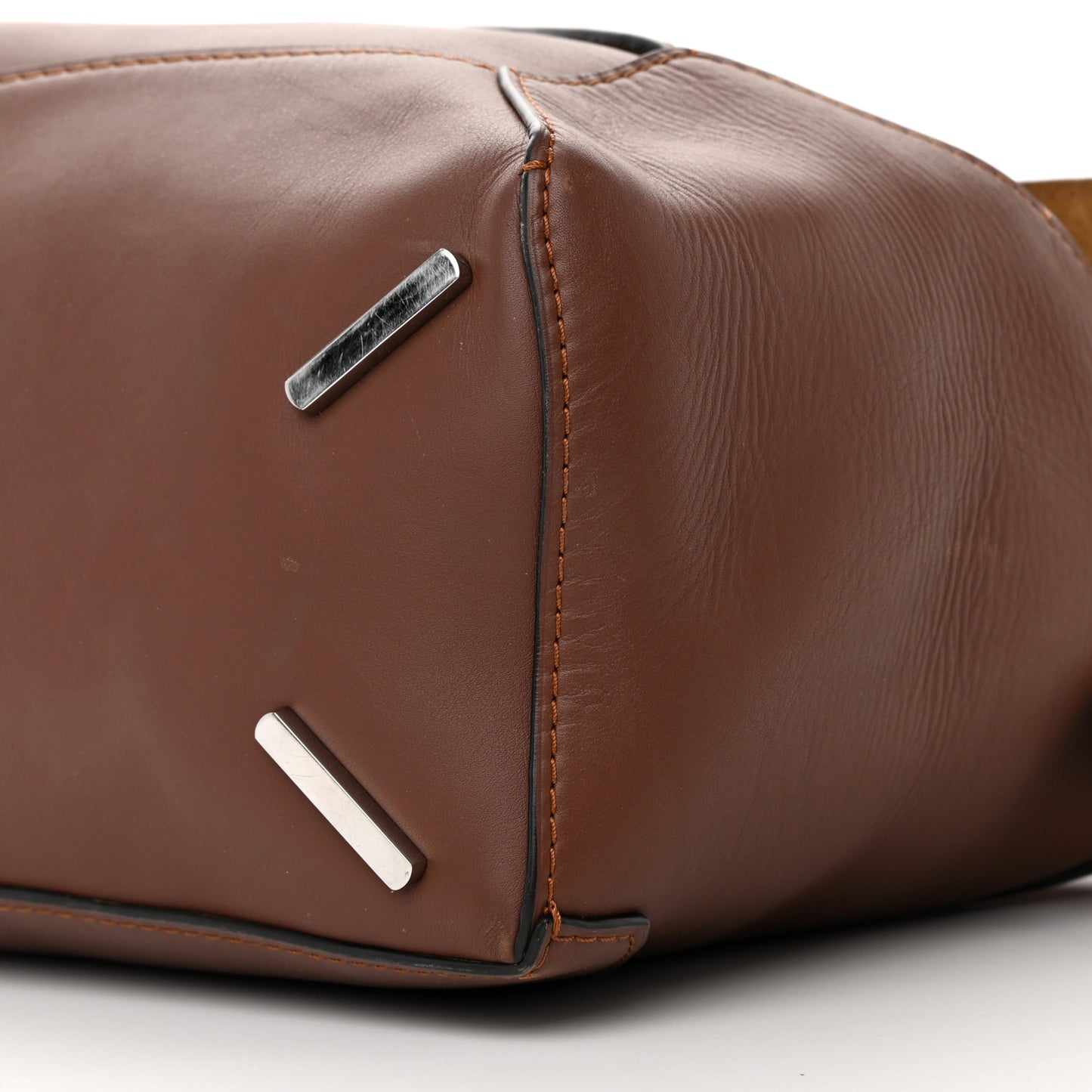 Calfskin Large Puzzle Edge Bag Brown