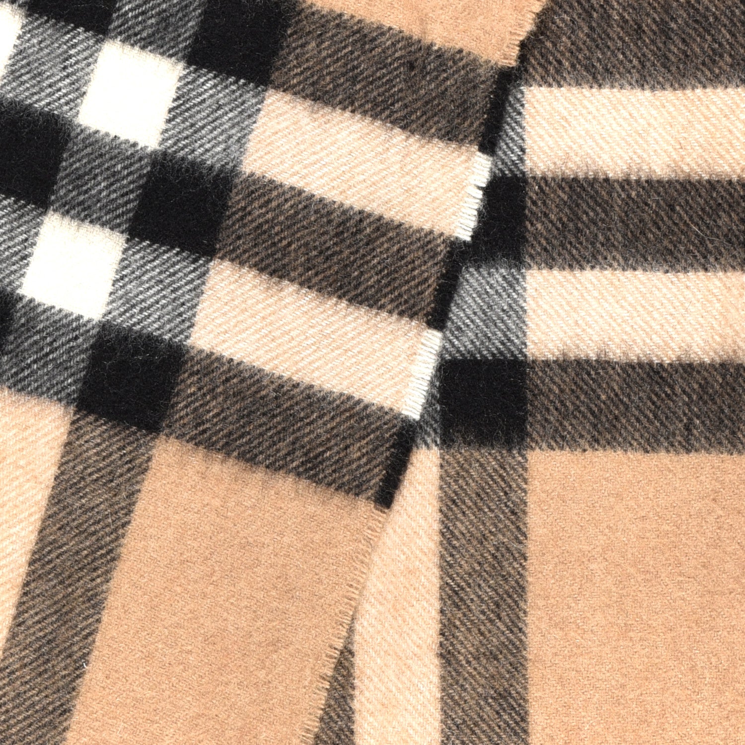 Burberry Cashmere Giant Check Fringe Scarf Camel 3 of 5