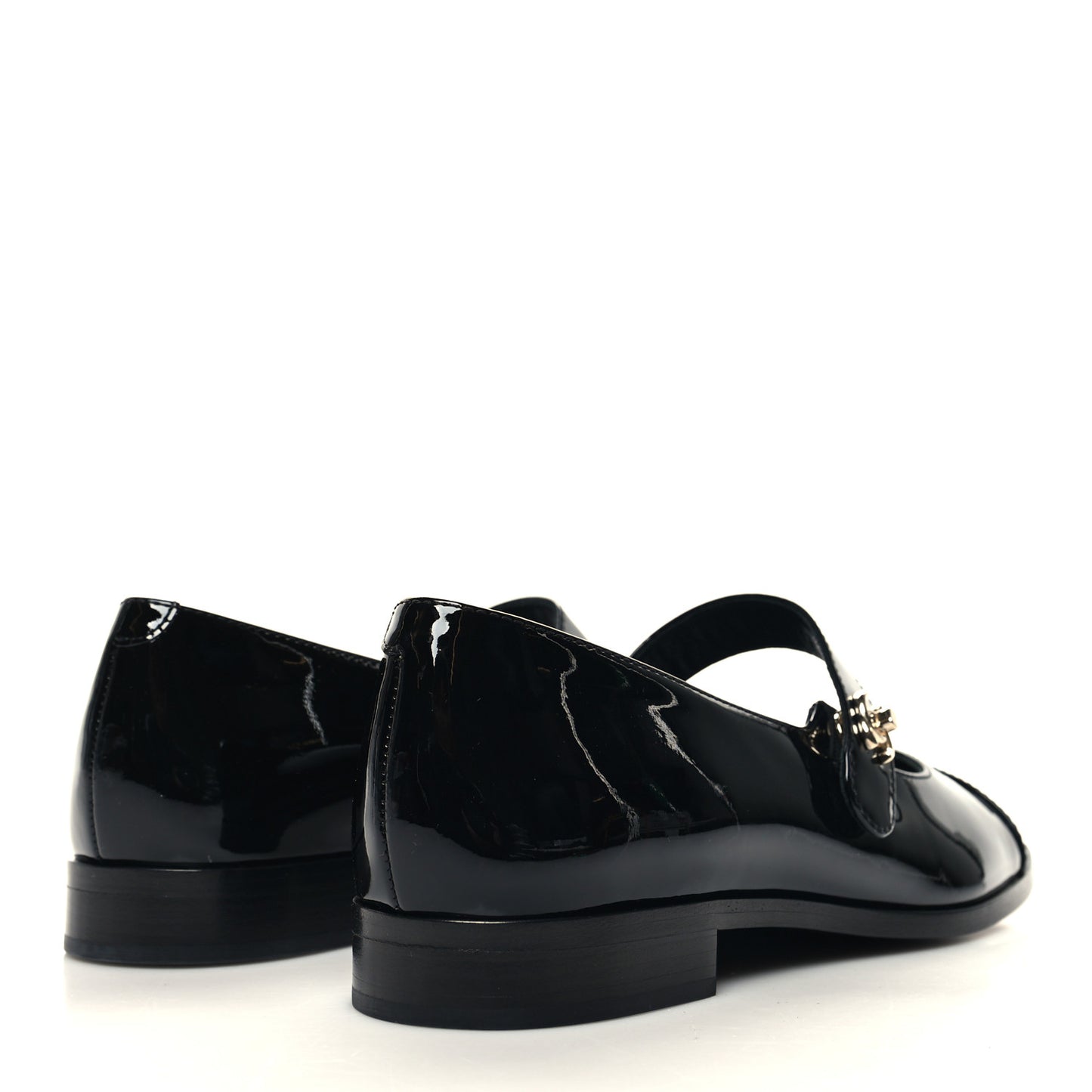 Patent Calfskin Mary Janes Flats 39 Black