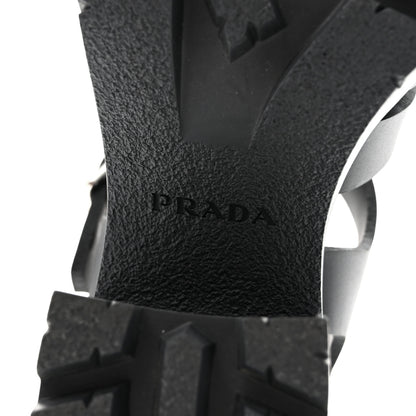 Prada Foam Rubber Triangle Logo Monolith 55mm Cage Sandals 37 Black 8 of 11