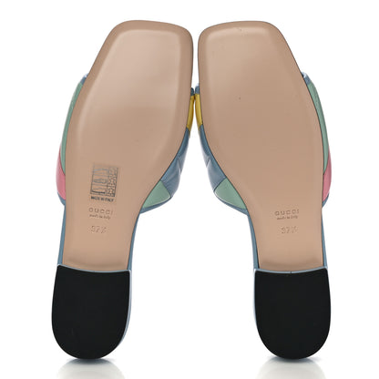 Gucci Nappa Matelasse Diagonal GG Marmont Flat Slide Sandals 37.5 Multicolor Pastel 4 of 12
