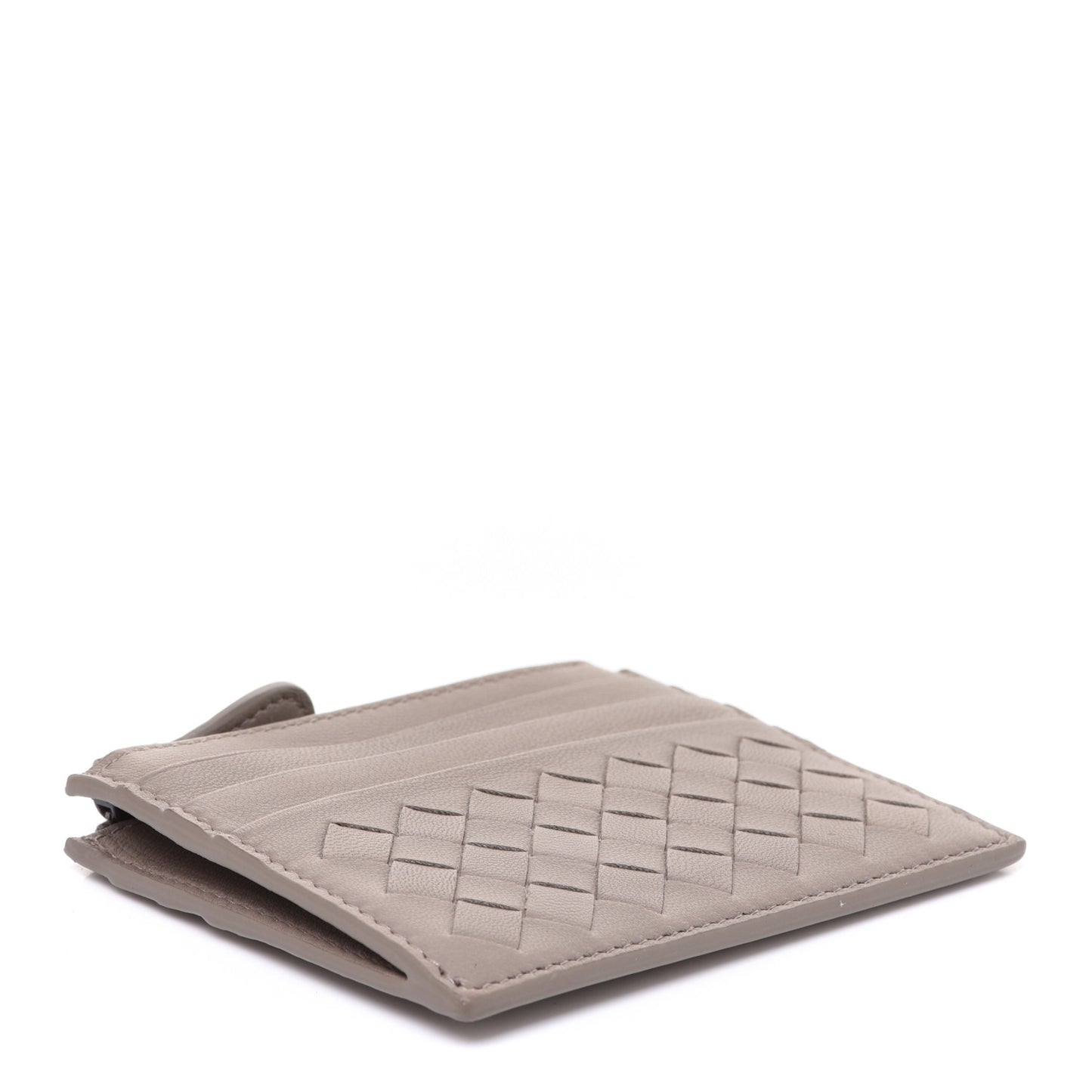 Calfskin Intrecciato Zip Card Holder Shadow