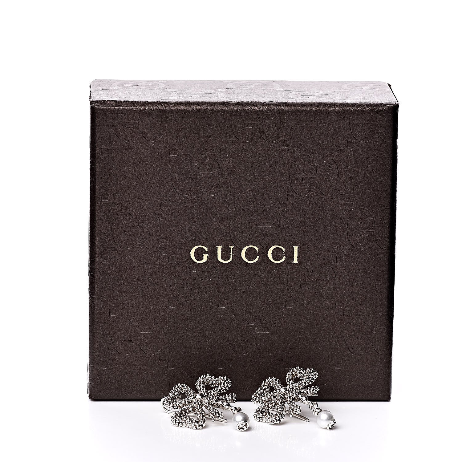 Gucci Sterling Silver Pearl Heart Ribbon Earrings 5 of 5