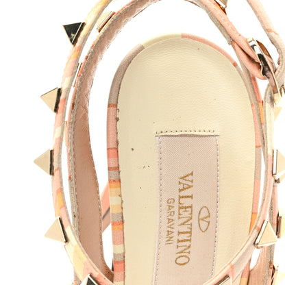 Valentino Garavani Calfskin Rockstud Stripes Ankle Strap 100mm Pumps 38 Orange Multicolor 11 of 11