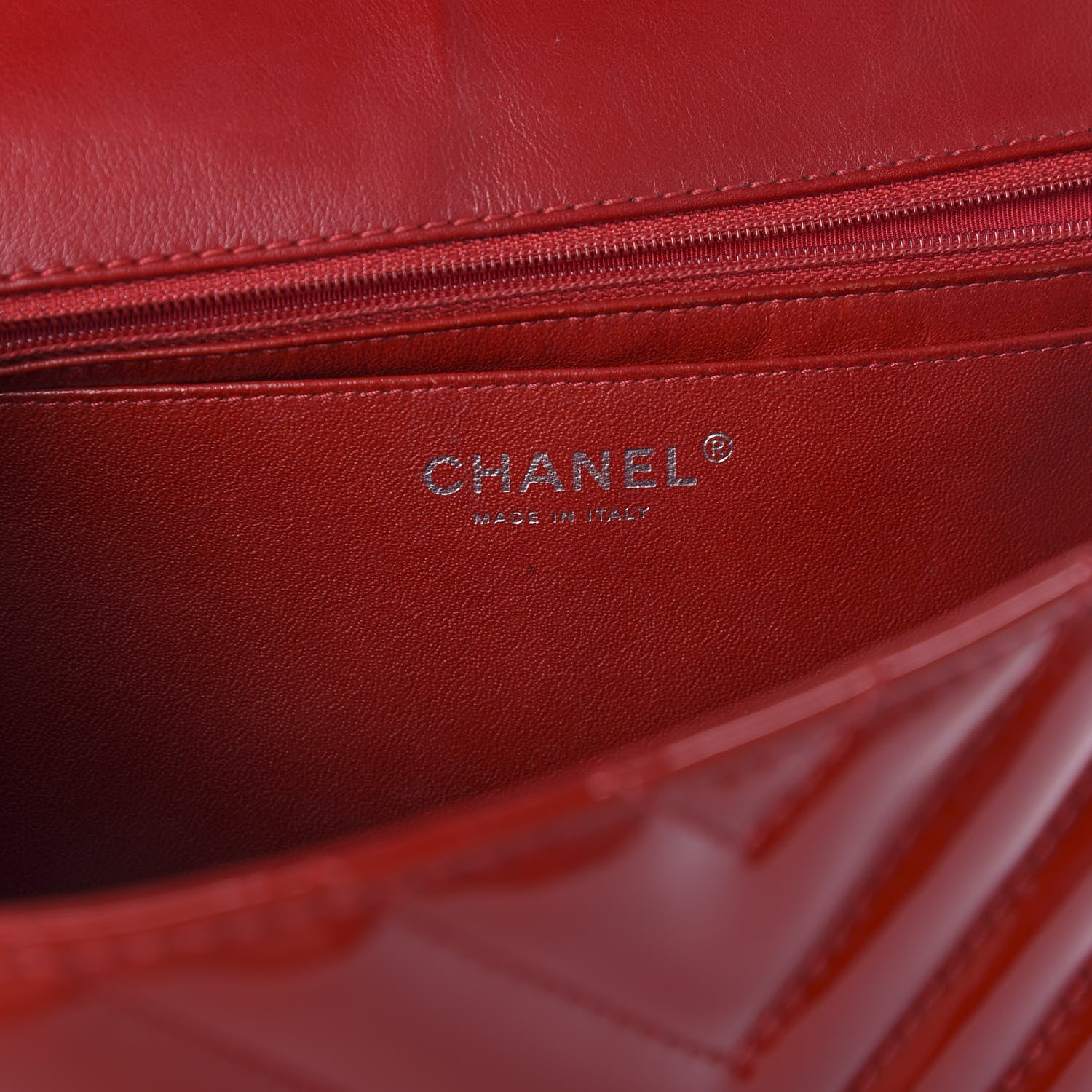 Chanel Patent Chevron Quilted Jumbo Single Flap Red 5 of 10