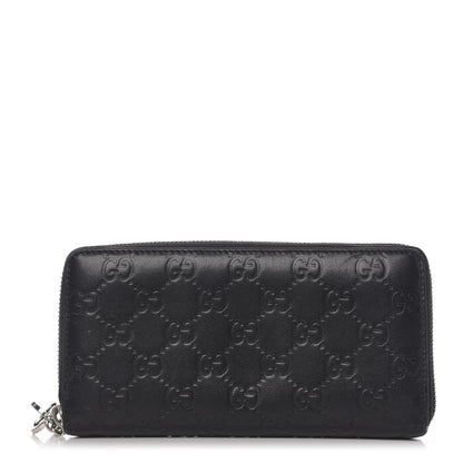 Gucci Guccissima Large Twins Zip Around Wallet Black 1 of 8