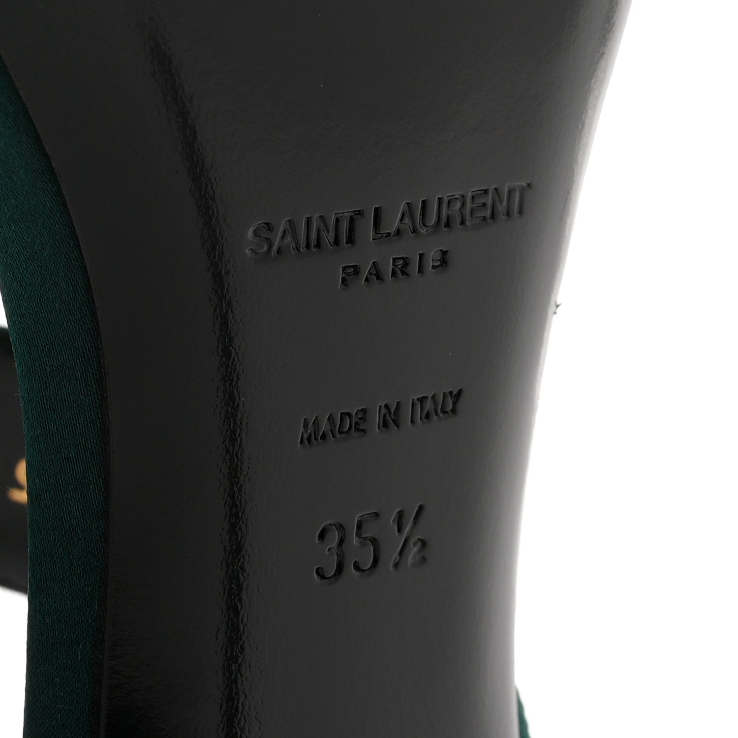 Saint Laurent Crepe Satin Martha Mule 110 Sandals 35.5 Dorian Green 7 of 10
