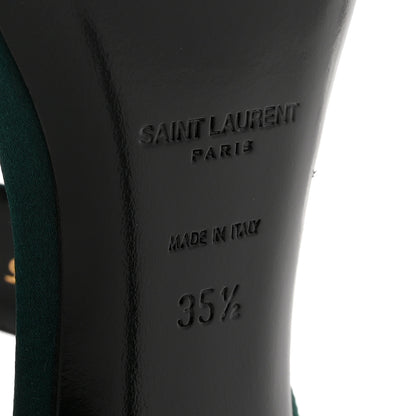 Saint Laurent Crepe Satin Martha Mule 110 Sandals 35.5 Dorian Green 7 of 10