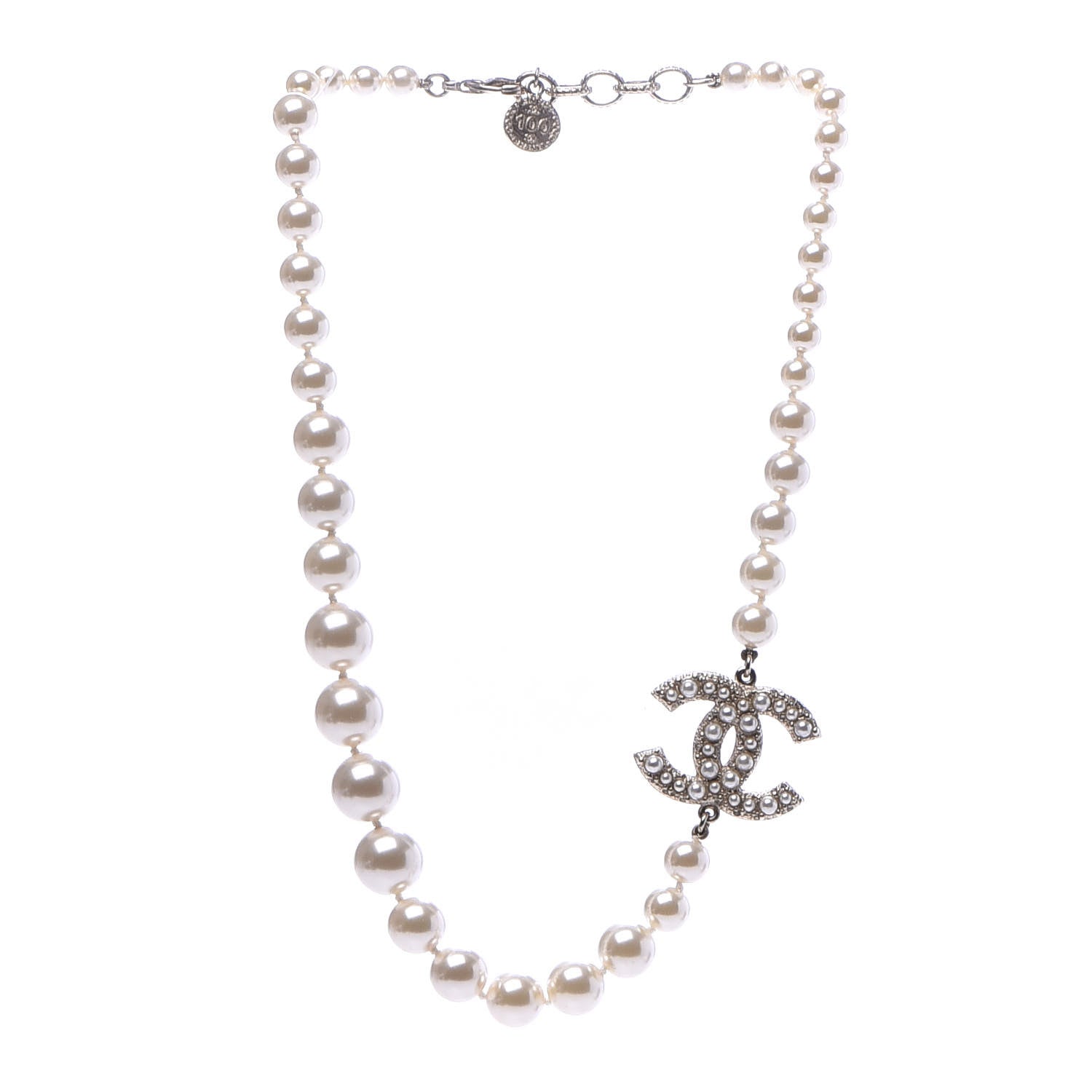 Chanel Pearl CC 100th Anniversary Necklace Light Gold 3 of 7