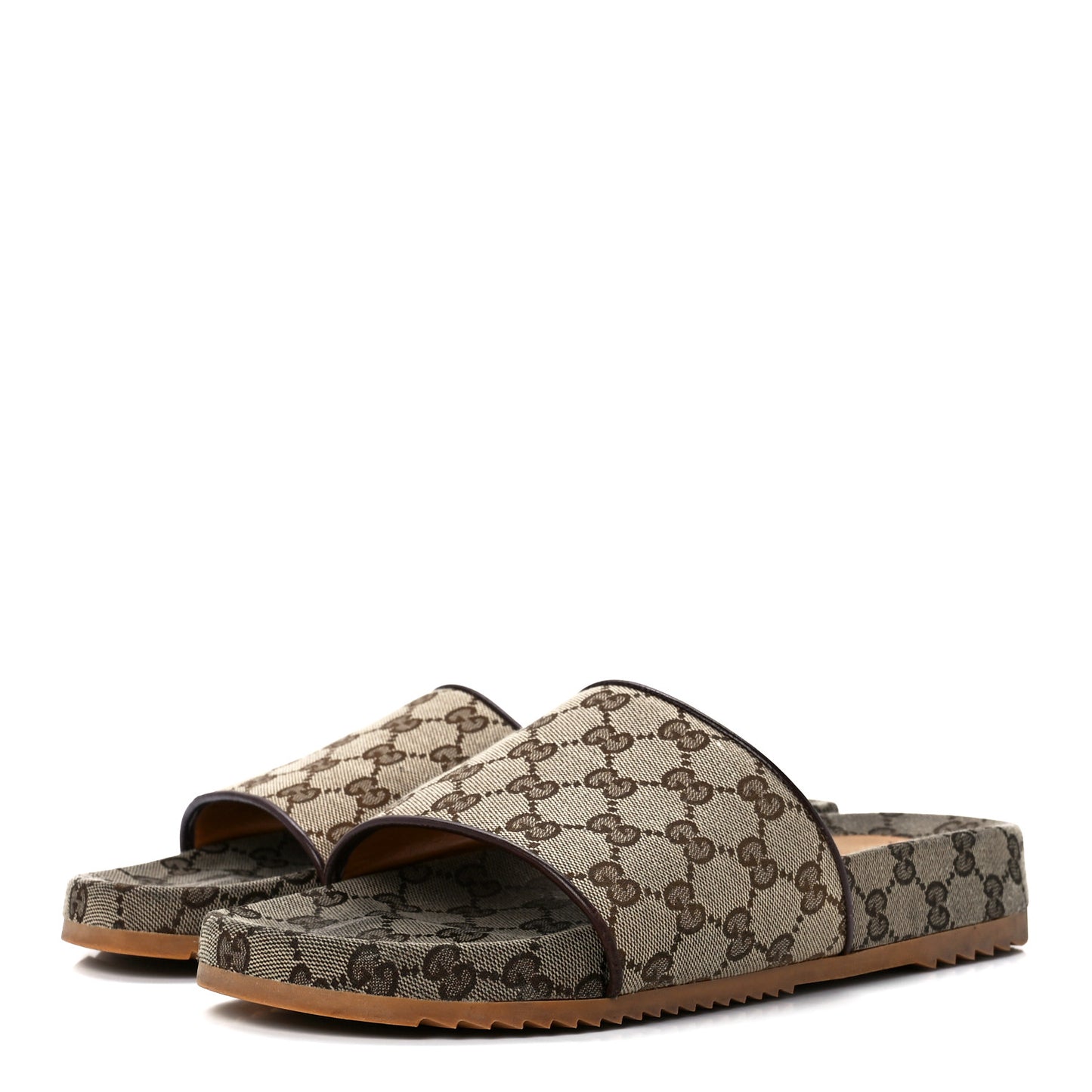 Canvas GG Monogram Mens Slide Sandals 10 Beige