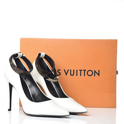 Louis Vuitton Monogram Patent Call Back Pumps 37.5 White 8 of 8