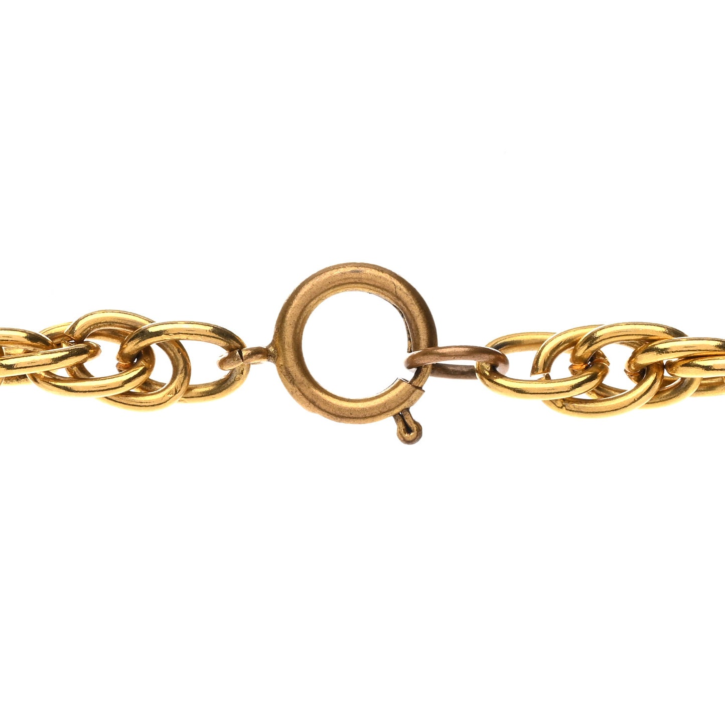 Metal CC Medallion Charm Long Necklace Gold