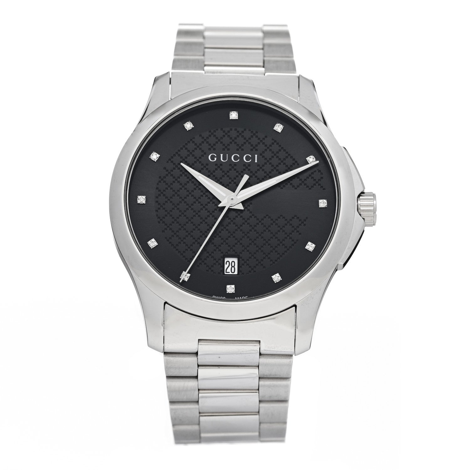 Gucci Stainless Steel Diamond 38mm G-Timeless Diamante Quartz Watch Black 1 of 4