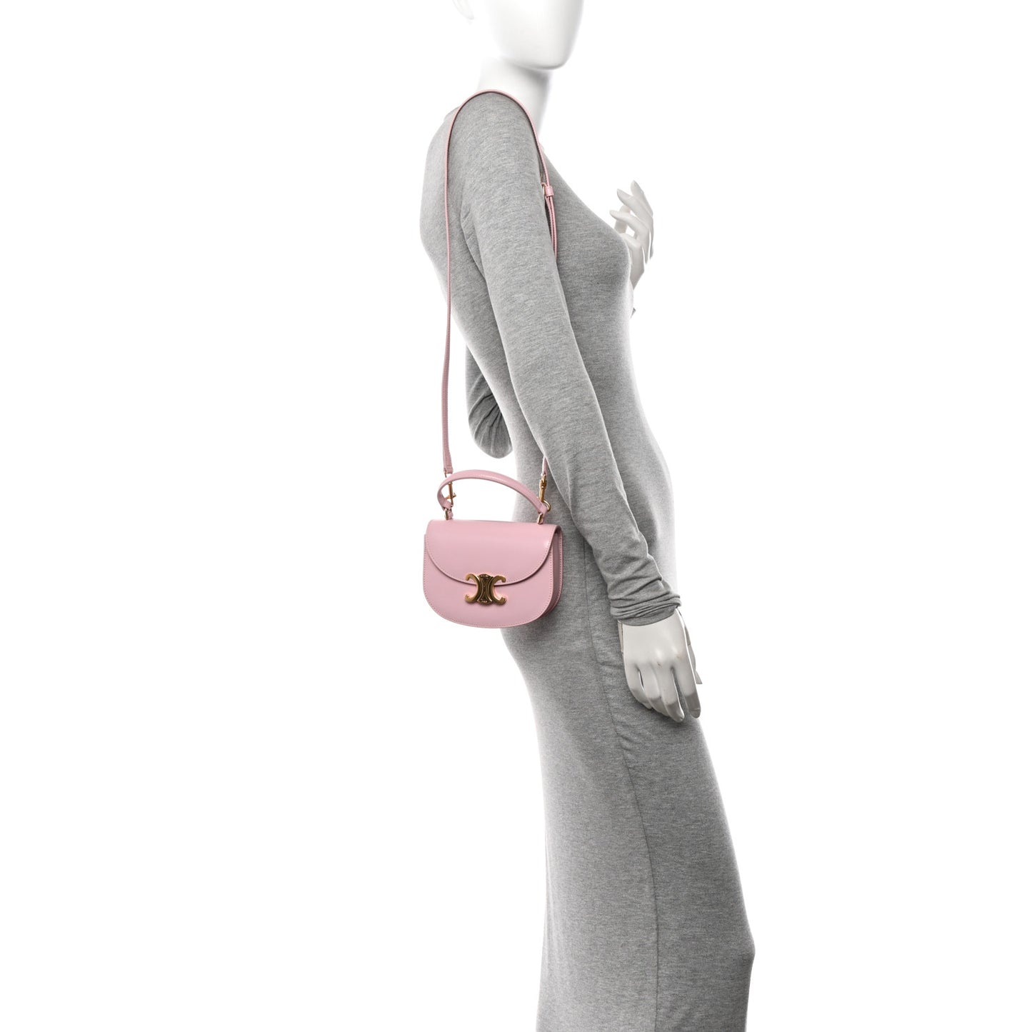 Shiny Calfskin Triomphe Mini Besace Clea Light Pink