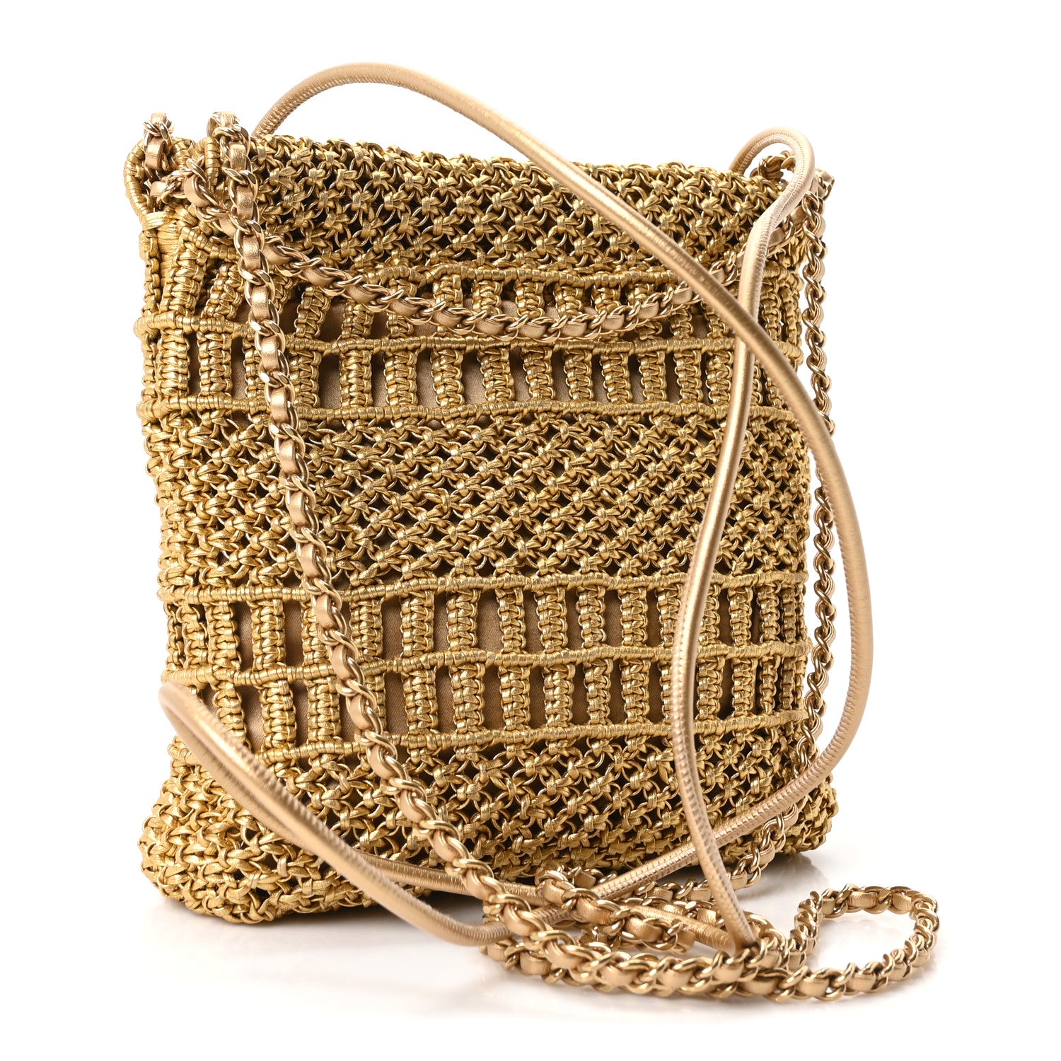 Chanel Metallic Calfskin Macrame Mini Chanel 22 Gold 3 of 10