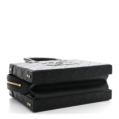 Chanel Calfskin Quilted Studded Square Vanity Case Black 3 of 9