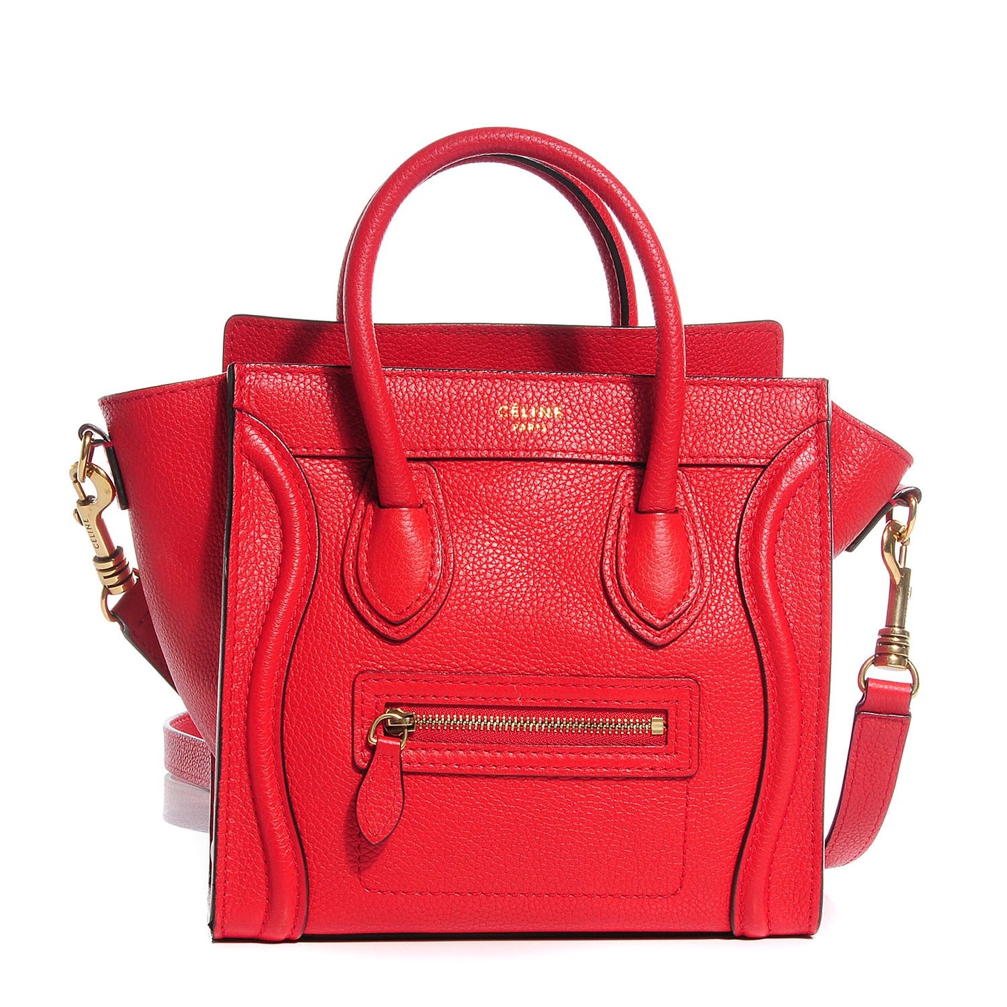 Drummed Calfskin Nano Luggage Coquelicot