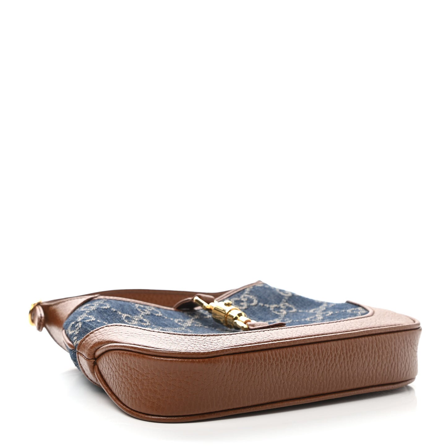 New Denim GG Monogram Calfskin Mini Jackie 1961 Hobo Blue Tea Cuir