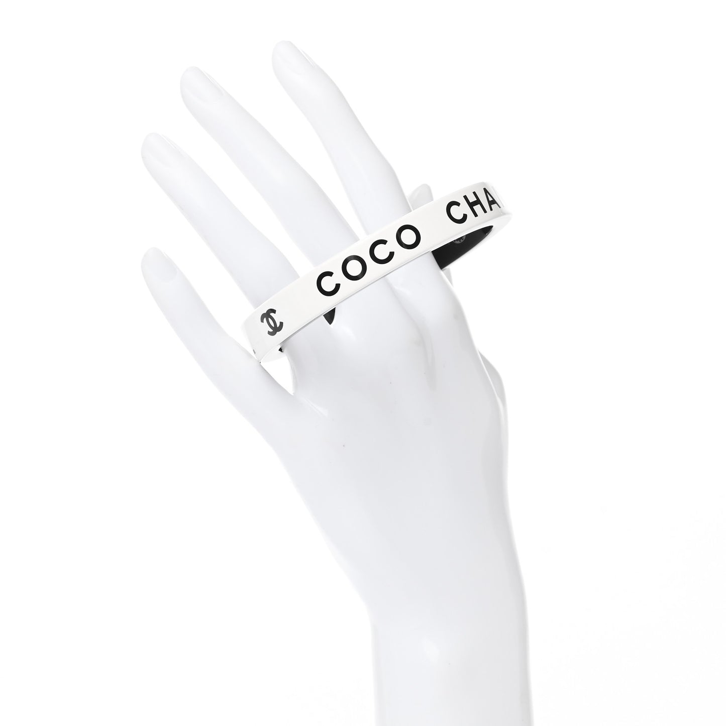 Resin Logo Bangle Bracelet White Black