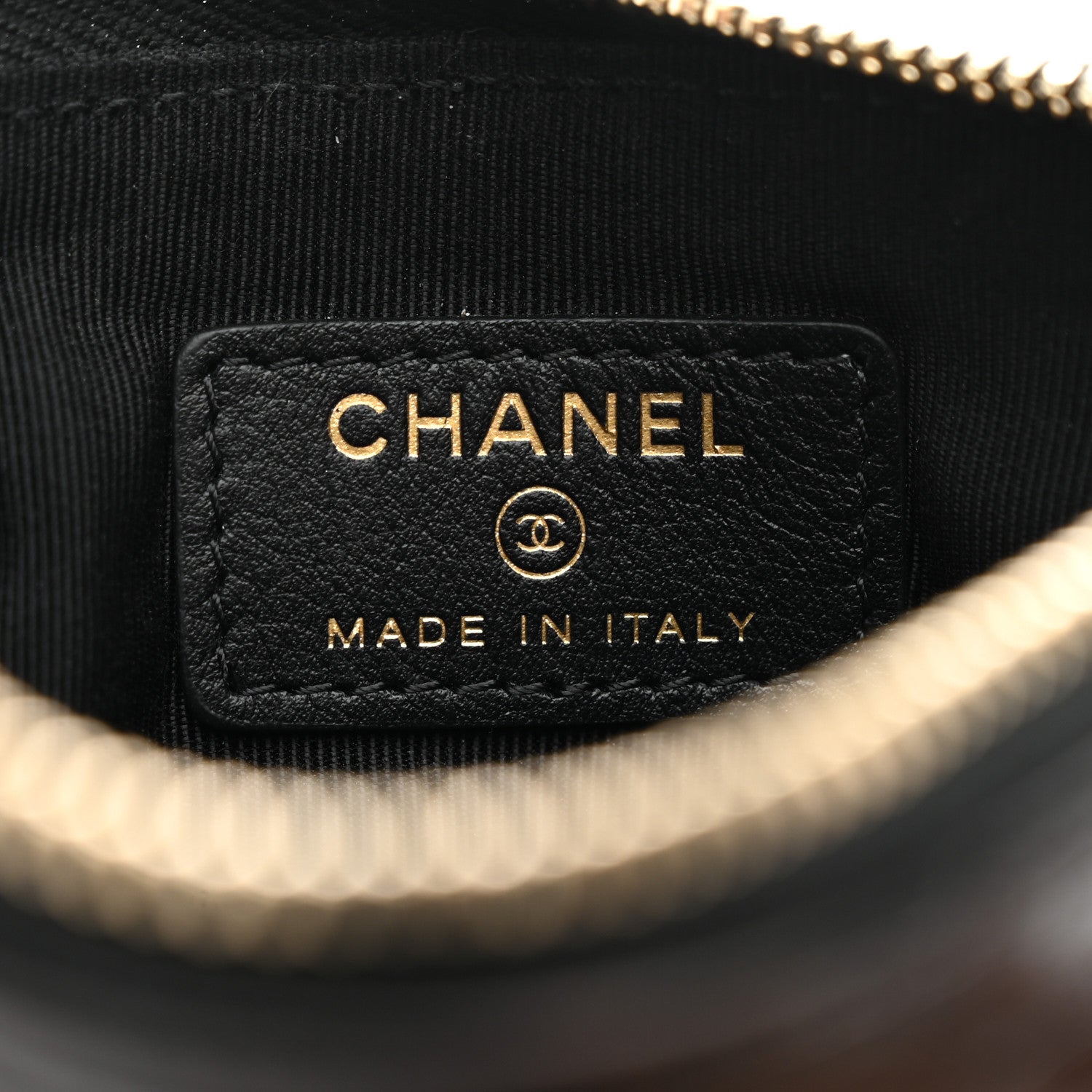 Chanel Calfskin Crocodile Embossed Mademoiselle Gabrielle Signature Pouch Black Gold 6 of 7