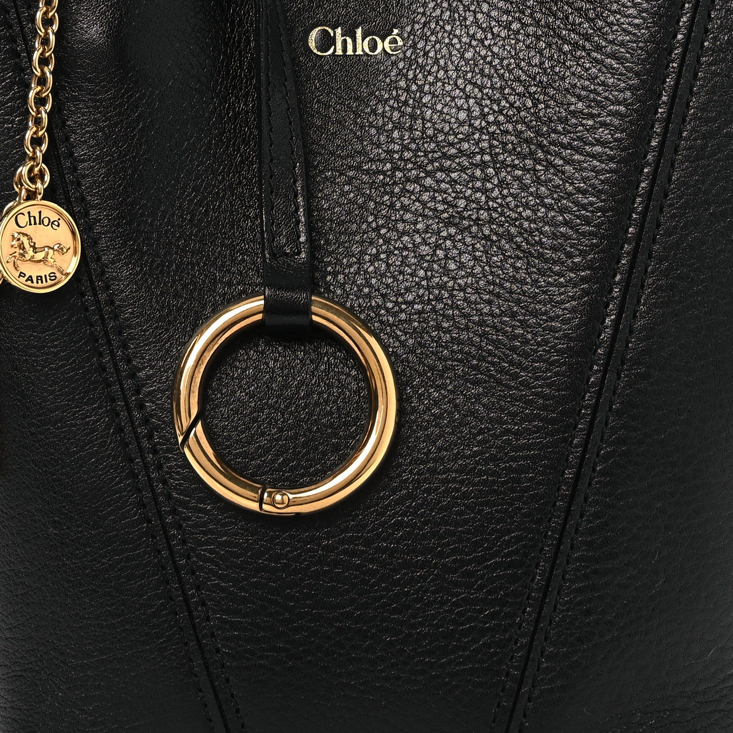 Chloe Grained Calfskin Small Spin Tote Black 8 of 10