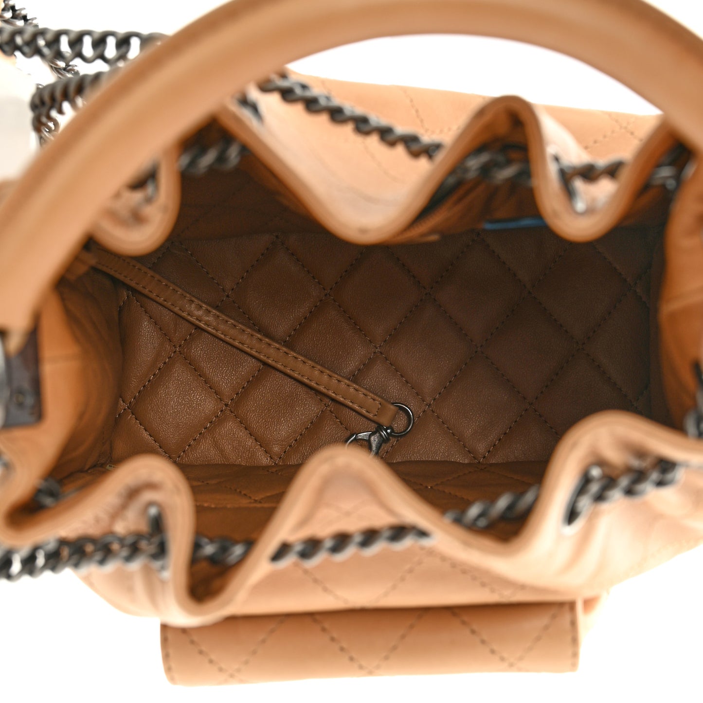 Calfskin Stitched Medium Urban Luxury Drawstring Backpack Beige