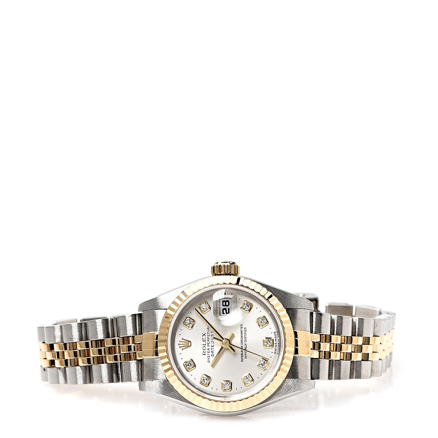 Rolex Stainless Steel 18K Yellow Gold Diamond 26mm Oyster Perpetual Datejust Watch Silver 79173 2 of 5