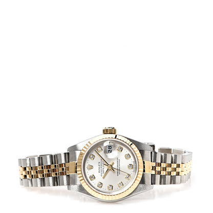 Rolex Stainless Steel 18K Yellow Gold Diamond 26mm Oyster Perpetual Datejust Watch Silver 79173 2 of 5