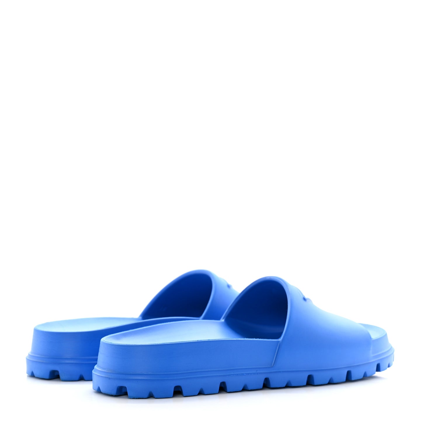 EVA Rubber Triangle Logo Embossed Womens Lug Sole 20mm Slide Sandals 39 Azzurro