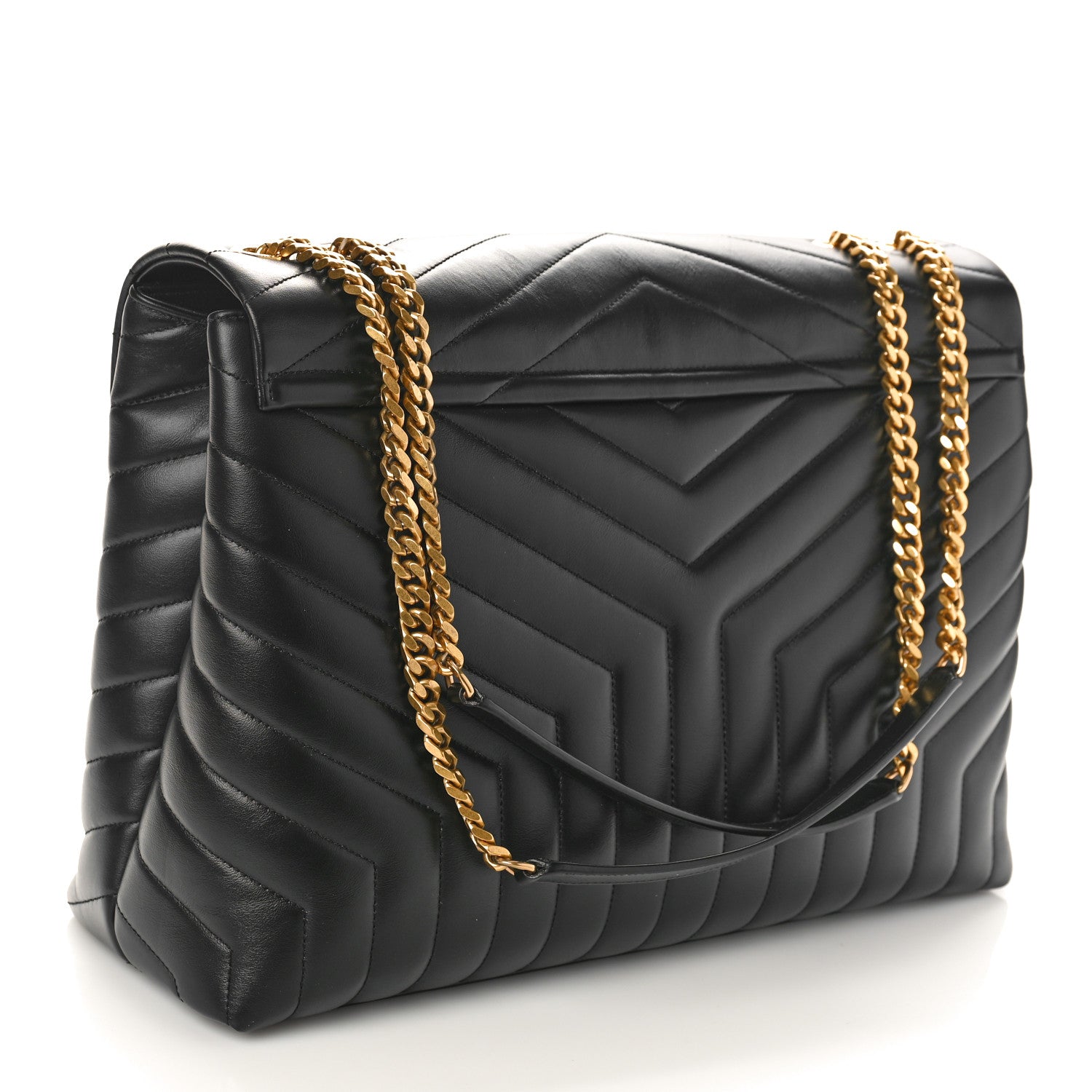 Saint Laurent Calfskin Y Quilted Monogram Large Loulou Chain Satchel Black 3 of 8